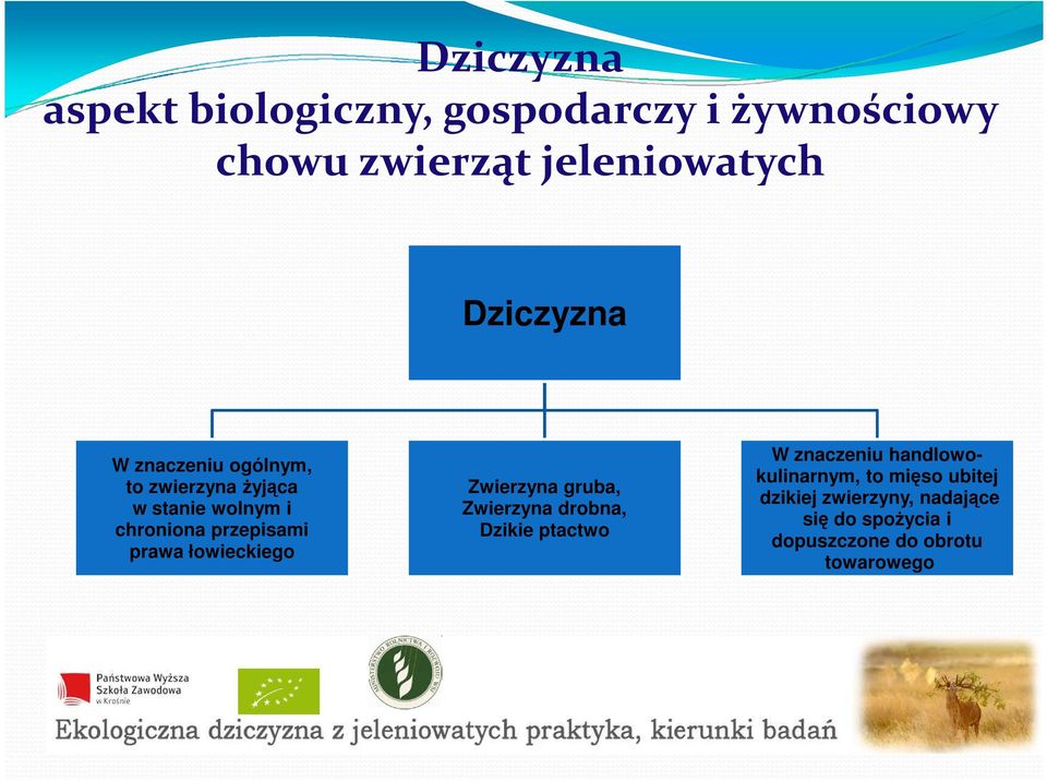 prawa łowieckiego Zwierzyna gruba, Zwierzyna drobna, Dzikie ptactwo W znaczeniu