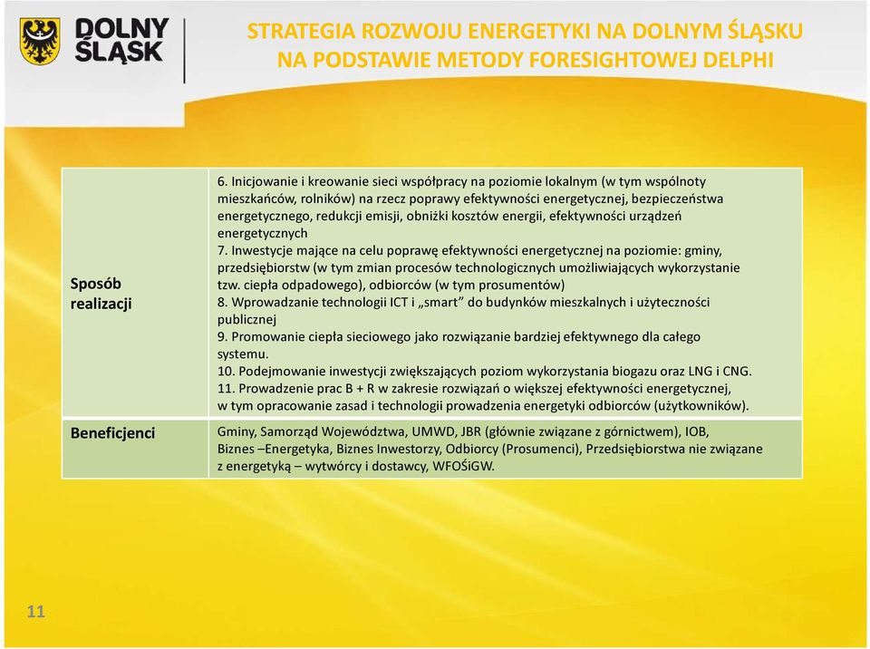 obniżki kosztów energii, efektywności urządzeń energetycznych 7.