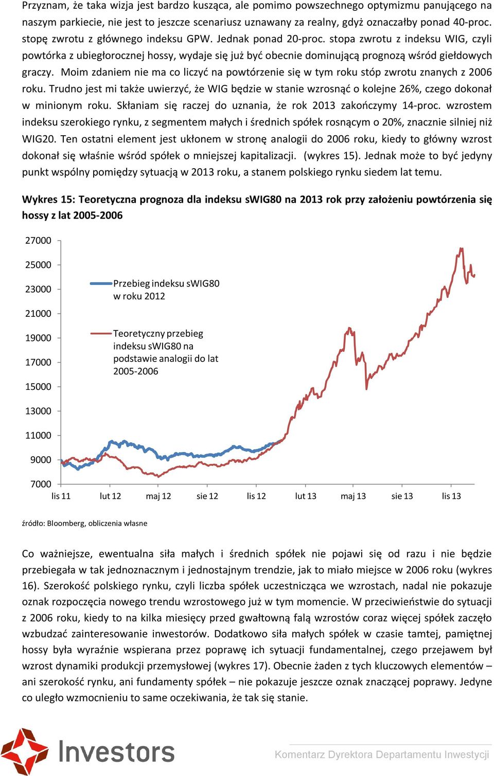 Moim zdaniem nie ma co liczyć na powtórzenie się w tym roku stóp zwrotu znanych z 2006 roku.