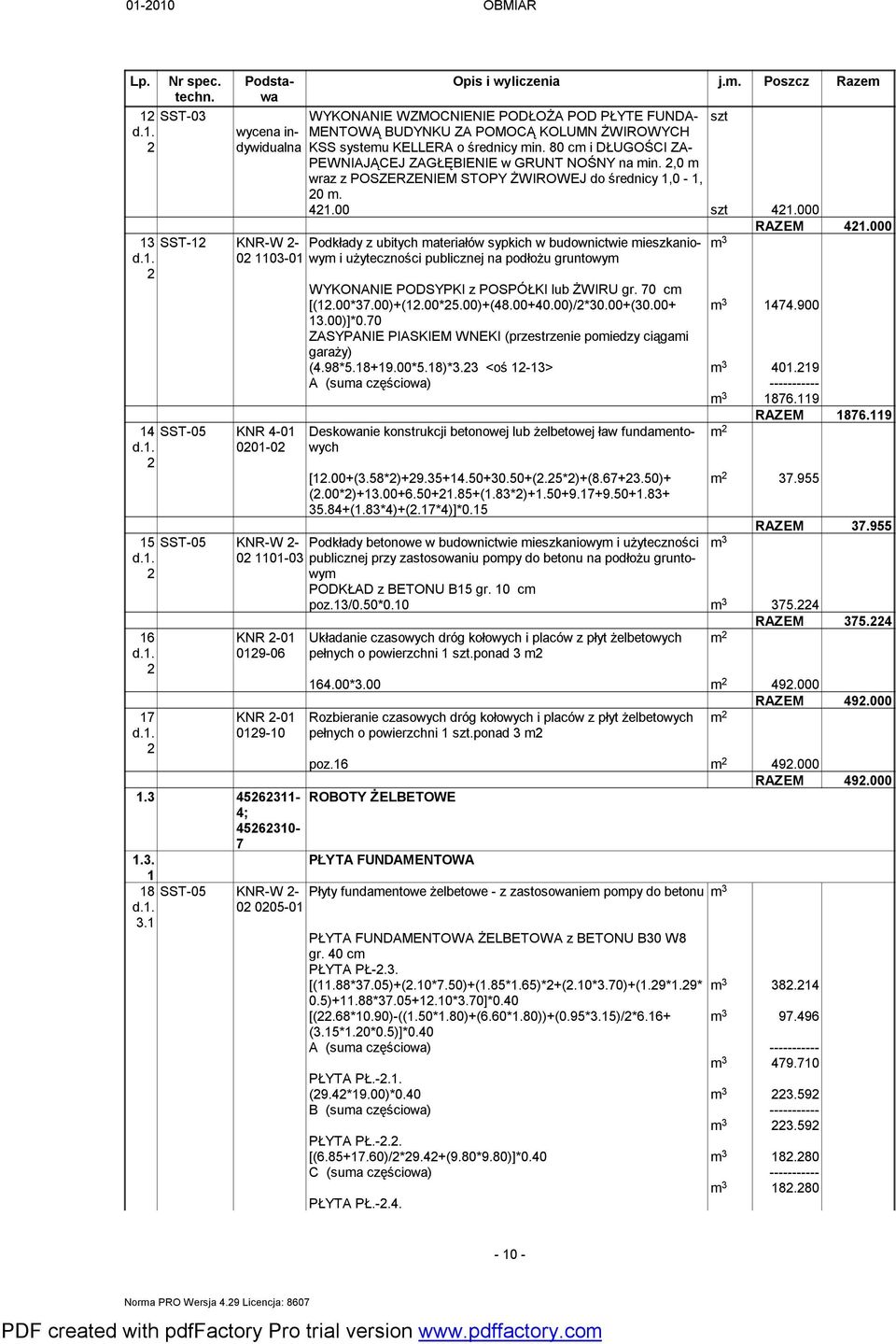 000 SST- KNR-W - Podkłady z ubitych materiałów sypkich w budownictwie mieszkaniowym m i użyteczności publicznej na podłożu gruntowym 0 0-0 WYKONANIE PODSYPKI z POSPÓŁKI lub ŻWIRU gr. 70 cm [(.00*7.