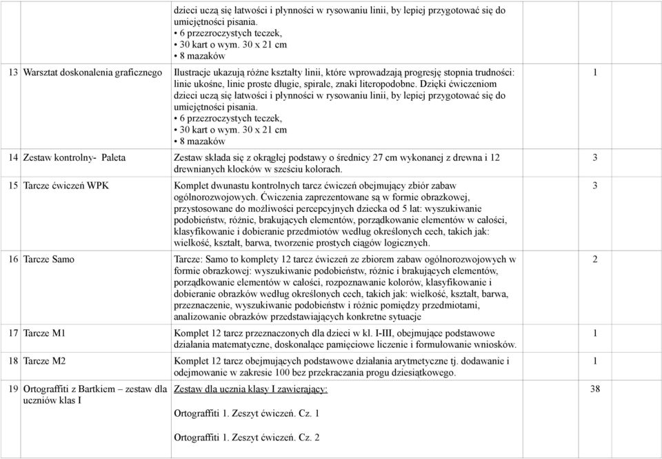 literopodobne. Dzięki ćwiczeniom  30 x cm 8 mazaków 4 Zestaw kontrolny- Paleta Zestaw składa się z okrągłej podstawy o średnicy 7 cm wykonanej z drewna i drewnianych klocków w sześciu kolorach.