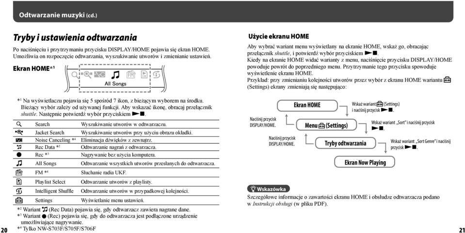 Ekran HOME* 1 Użycie ekranu HOME Aby wybrać wariant menu wyświetlany na ekranie HOME, wskaż go, obracając przełącznik shuttle, i potwierdź wybór przyciskiem.