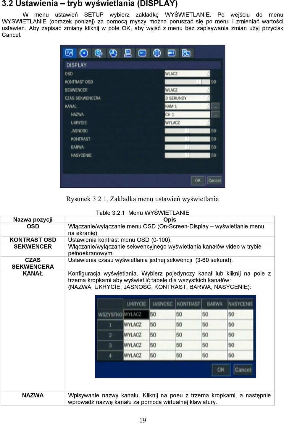 Aby zapisać zmiany kliknij w pole OK, aby wyjść z menu bez zapisywania zmian użyj przycisk Cancel. Rysunek 3.2.1.