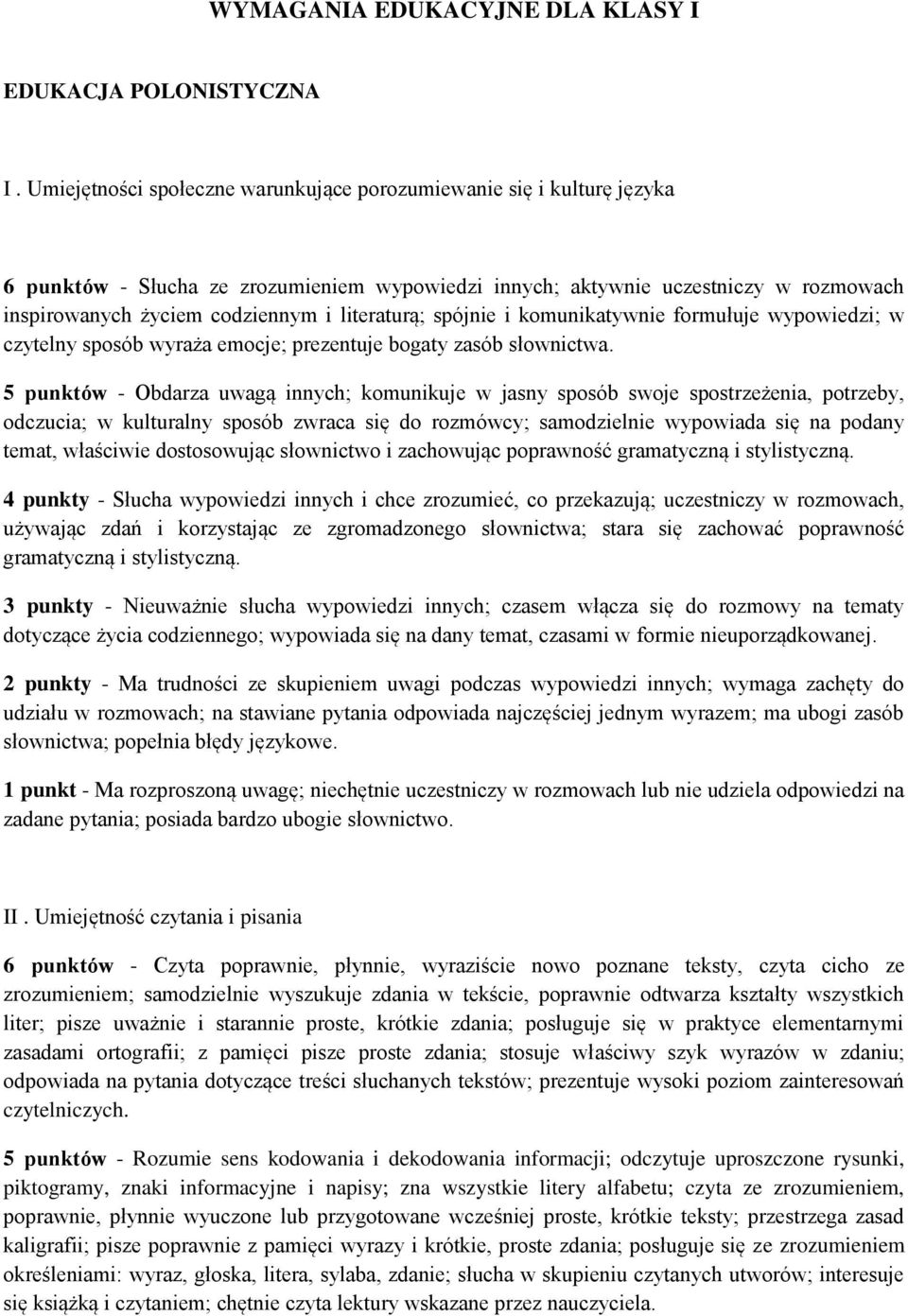 literaturą; spójnie i komunikatywnie formułuje wypowiedzi; w czytelny sposób wyraża emocje; prezentuje bogaty zasób słownictwa.