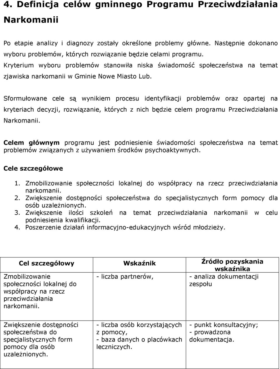 Kryterium wyboru problemów stanowiła niska świadomość społeczeństwa na temat zjawiska narkomanii w Gminie Nowe Miasto Lub.