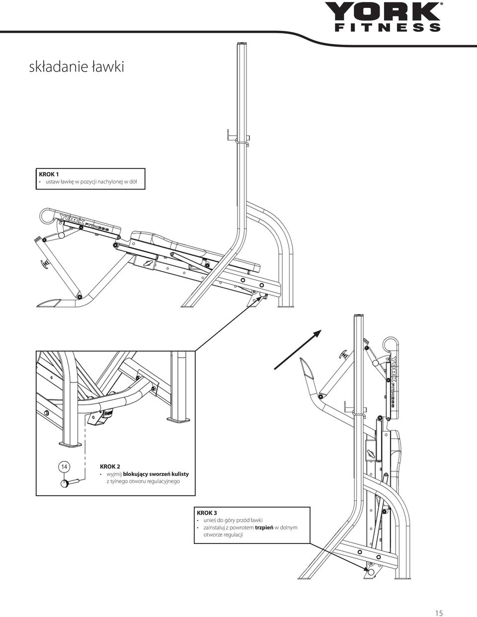 otworu regulacyjnego KROK 3 unieś do góry przód ławki