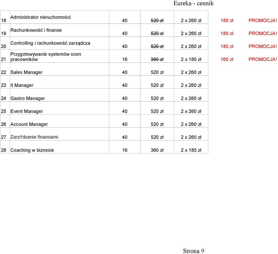 Przygotowywanie systemów ocen 21 pracowników 16 360 zł 2 x 180 zł 160 zł PROMOCJA!