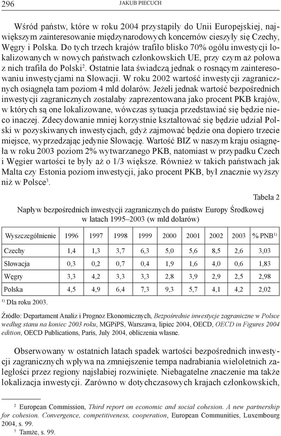 Ostatnie lata świadczą jednak o rosnącym zainteresowaniu inwestycjami na Słowacji. W roku 2002 wartość inwestycji zagranicznych osiągnęła tam poziom 4 mld dolarów.