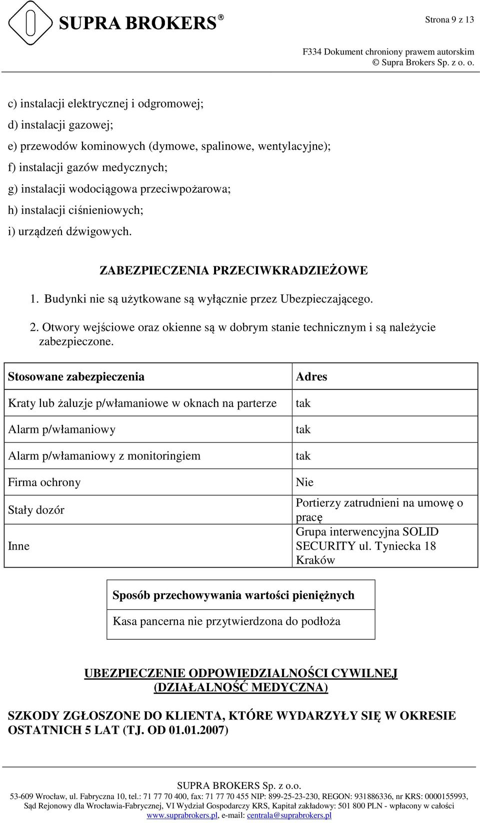 Otwory wejściowe oraz okienne są w dobrym stanie technicznym i są należycie zabezpieczone.