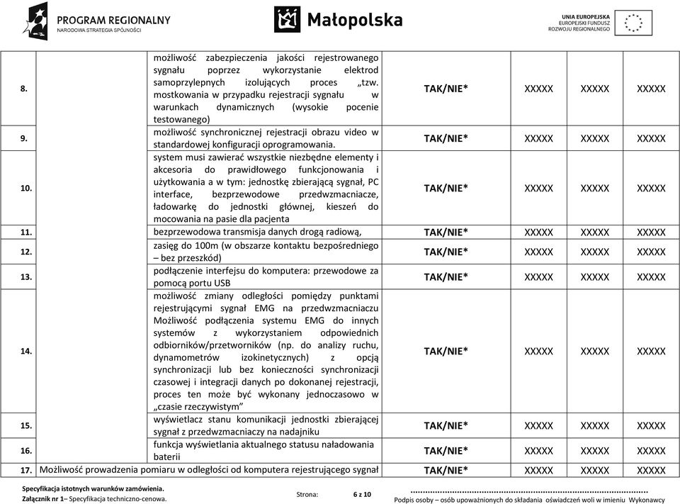 system musi zawierać wszystkie niezbędne elementy i akcesoria do prawidłowego funkcjonowania i użytkowania a w tym: jednostkę zbierającą sygnał, PC interface, bezprzewodowe przedwzmacniacze,