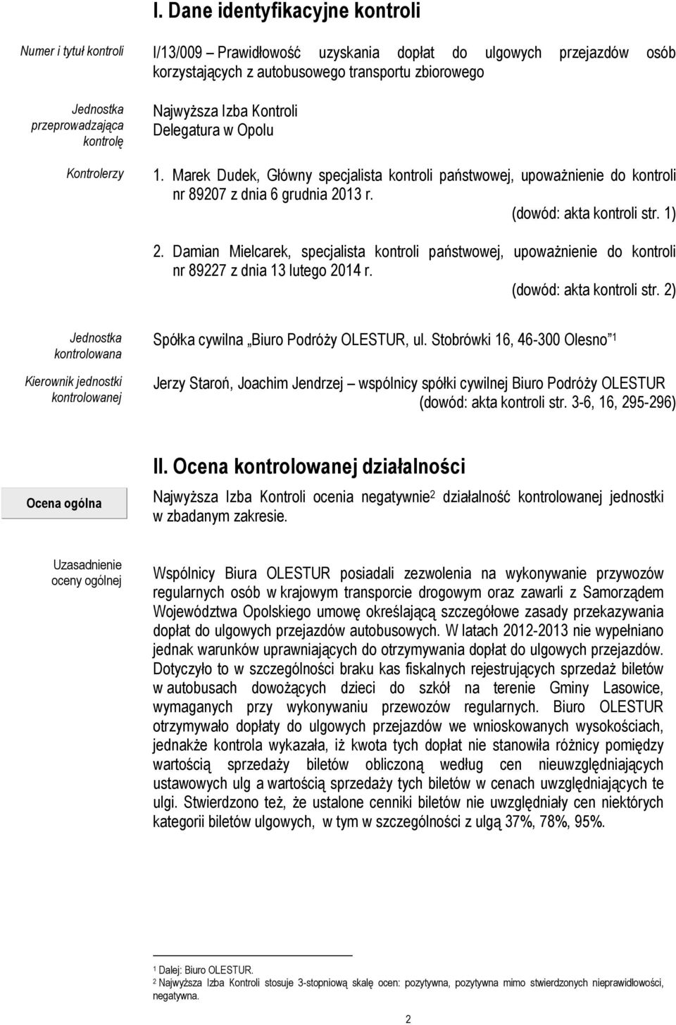 (dowód: akta kontroli str. 1) 2. Damian Mielcarek, specjalista kontroli państwowej, upoważnienie do kontroli nr 89227 z dnia 13 lutego 2014 r. (dowód: akta kontroli str.