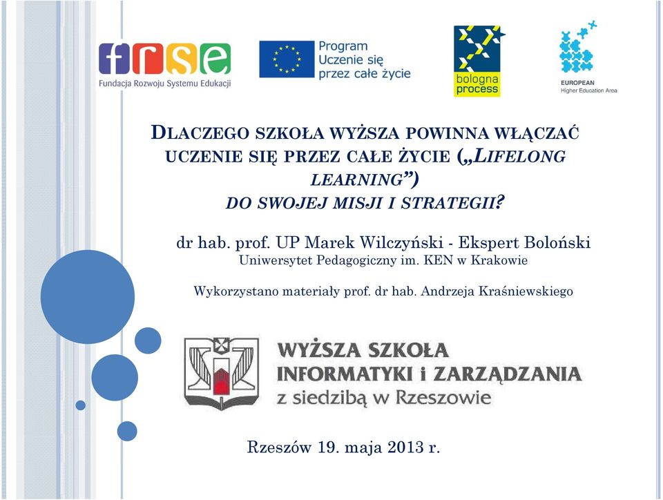 UP Marek Wilczyński - Ekspert Boloński Uniwersytet Pedagogiczny im.