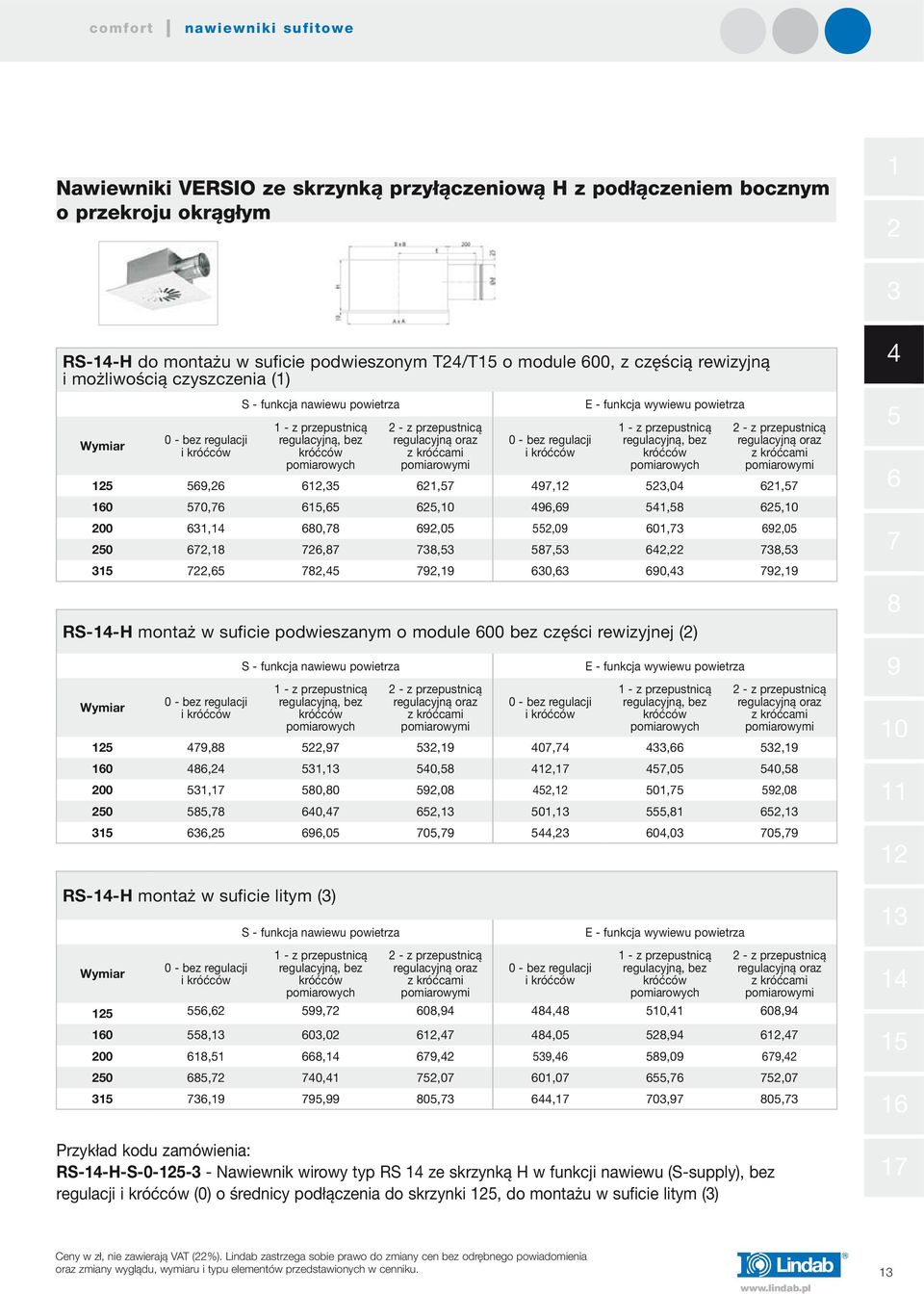 bez regulacji i króćców E - funkcja wywiewu powietrza - z przepustnicą regulacyjną, bez króćców pomiarowych - z przepustnicą regulacyjną oraz z króćcami pomiarowymi,,,,,0, 0 0,,,,,, 00, 0,,0,0 0,,0