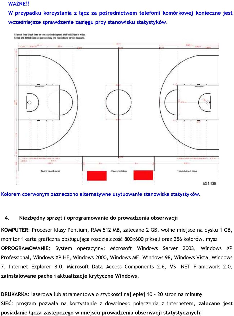 Niezbędny sprzęt i oprogramowanie do prowadzenia obserwacji KOMPUTER: Procesor klasy Pentium, RAM 512 MB, zalecane 2 GB, wolne miejsce na dysku 1 GB, monitor i karta graficzna obsługująca