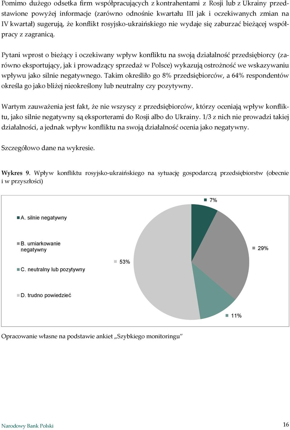 Pytani wprost o bieżący i oczekiwany wpływ konfliktu na swoją działalność przedsiębiorcy (zarówno eksportujący, jak i prowadzący sprzedaż w Polsce) wykazują ostrożność we wskazywaniu wpływu jako