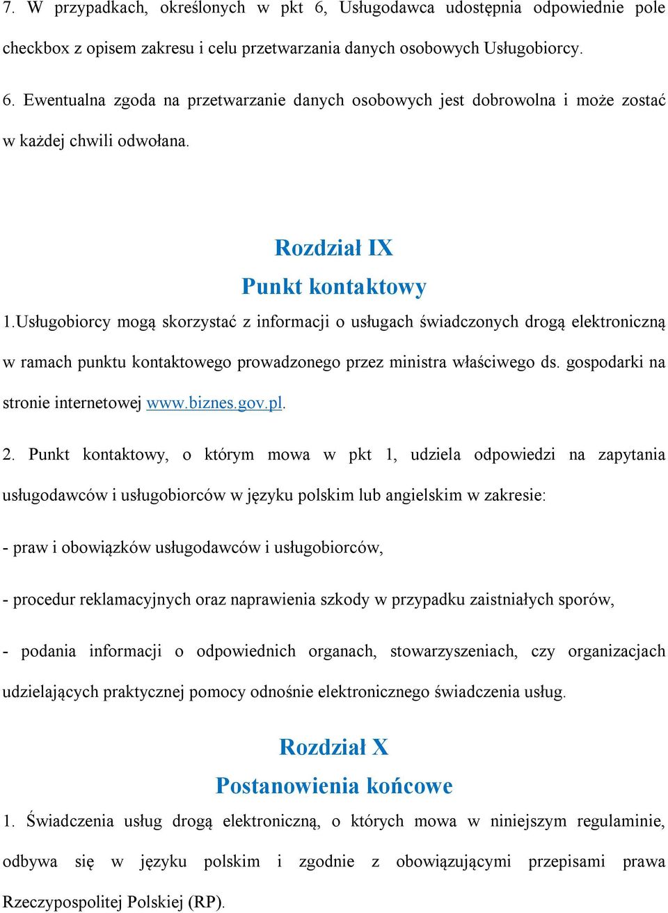 gospodarki na stronie internetowej www.biznes.gov.pl. 2.