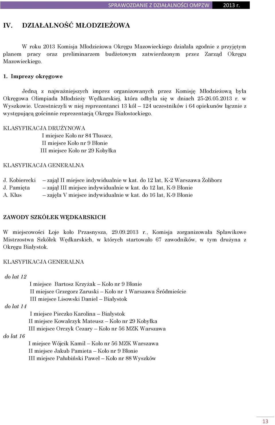 w Wyszkowie. Uczestniczyli w niej reprezentanci 13 kół 124 uczestników i 64 opiekunów łącznie z występującą gościnnie reprezentacją Okręgu Białostockiego.