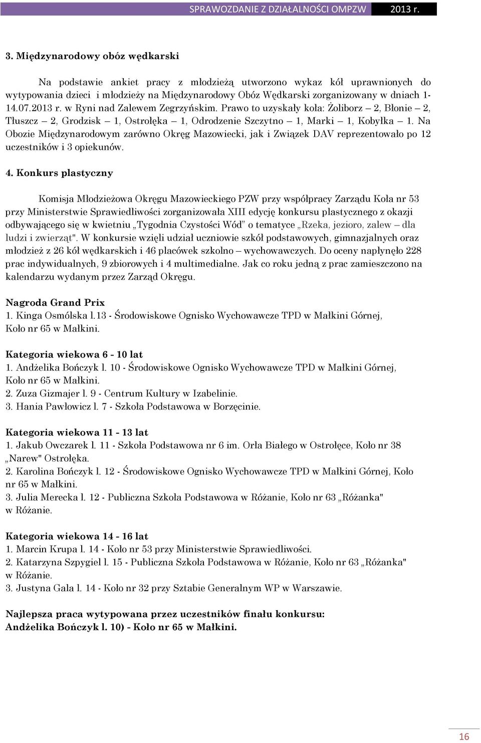 Na Obozie Międzynarodowym zarówno Okręg Mazowiecki, jak i Związek DAV reprezentowało po 12 uczestników i 3 opiekunów. 4.