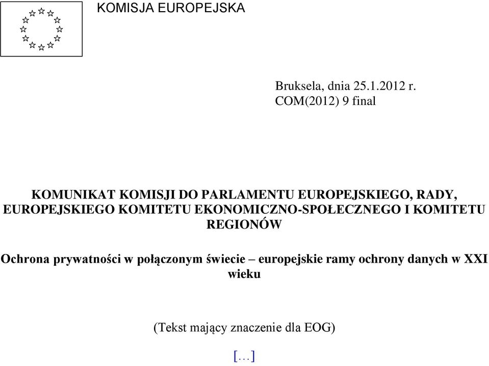 EUROPEJSKIEGO KOMITETU EKONOMICZNO-SPOŁECZNEGO I KOMITETU REGIONÓW Ochrona