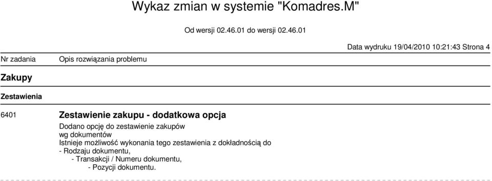 wg dokumentów Istnieje możliwość wykonania tego zestawienia z