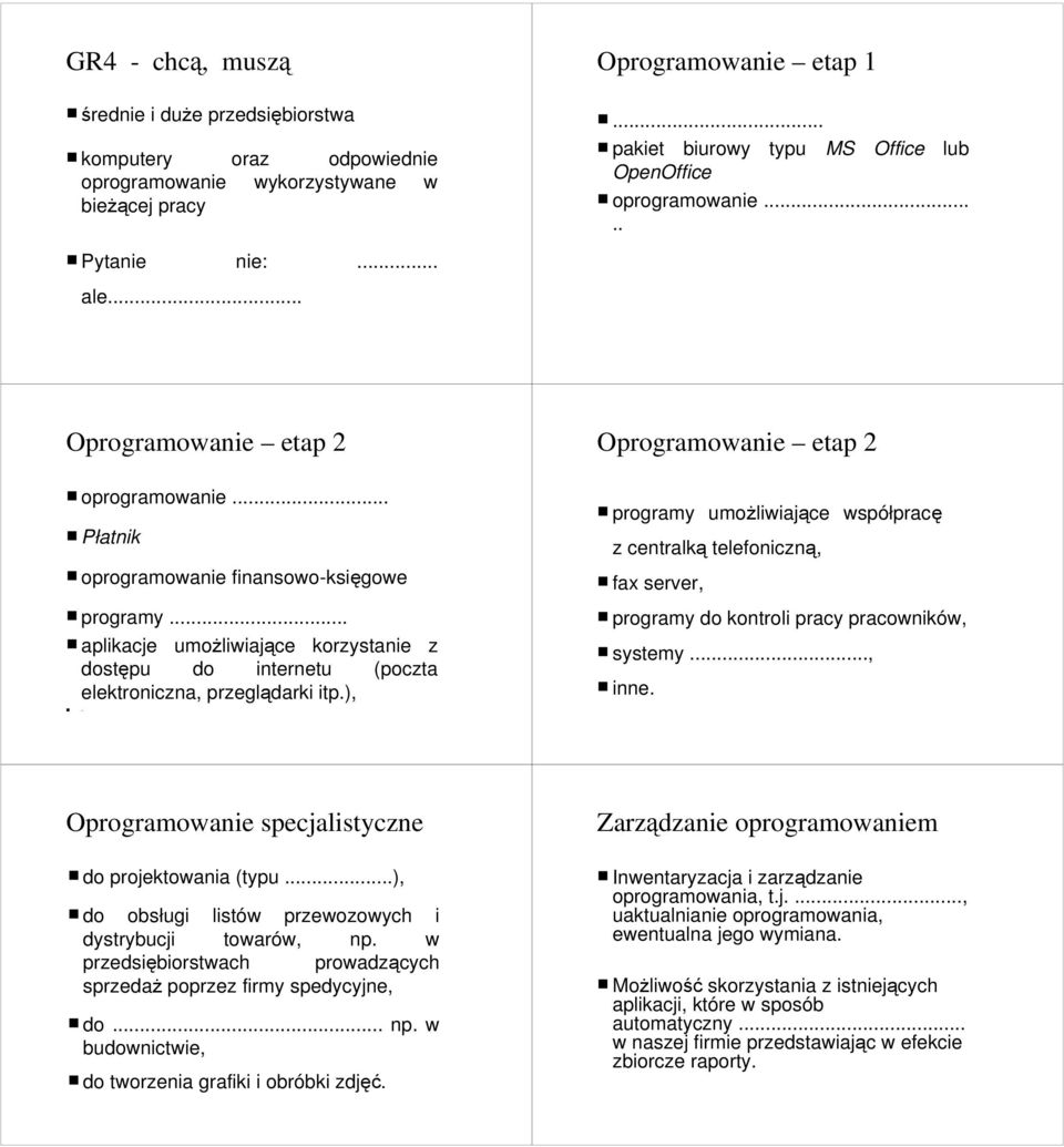 .. aplikacje umoŝliwiające korzystanie z dostępu do internetu (poczta elektroniczna, przeglądarki itp.