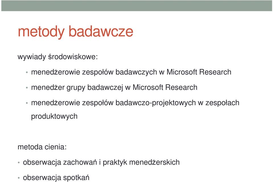 menedżerowie zespołów badawczo-projektowych w zespołach produktowych