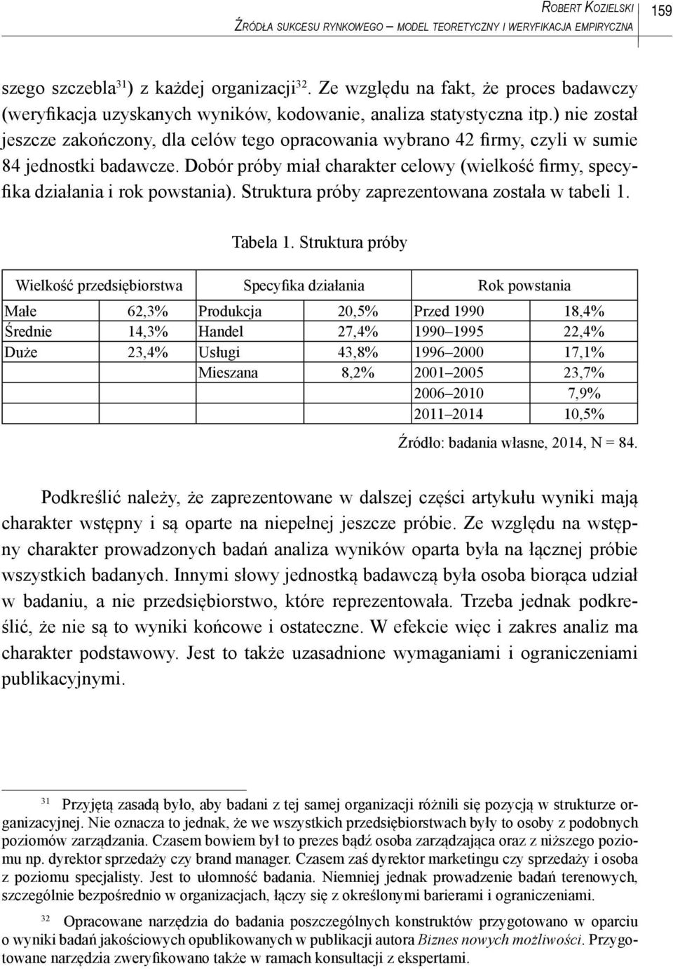 ) nie został jeszcze zakończony, dla celów tego opracowania wybrano 42 firmy, czyli w sumie 84 jednostki badawcze.