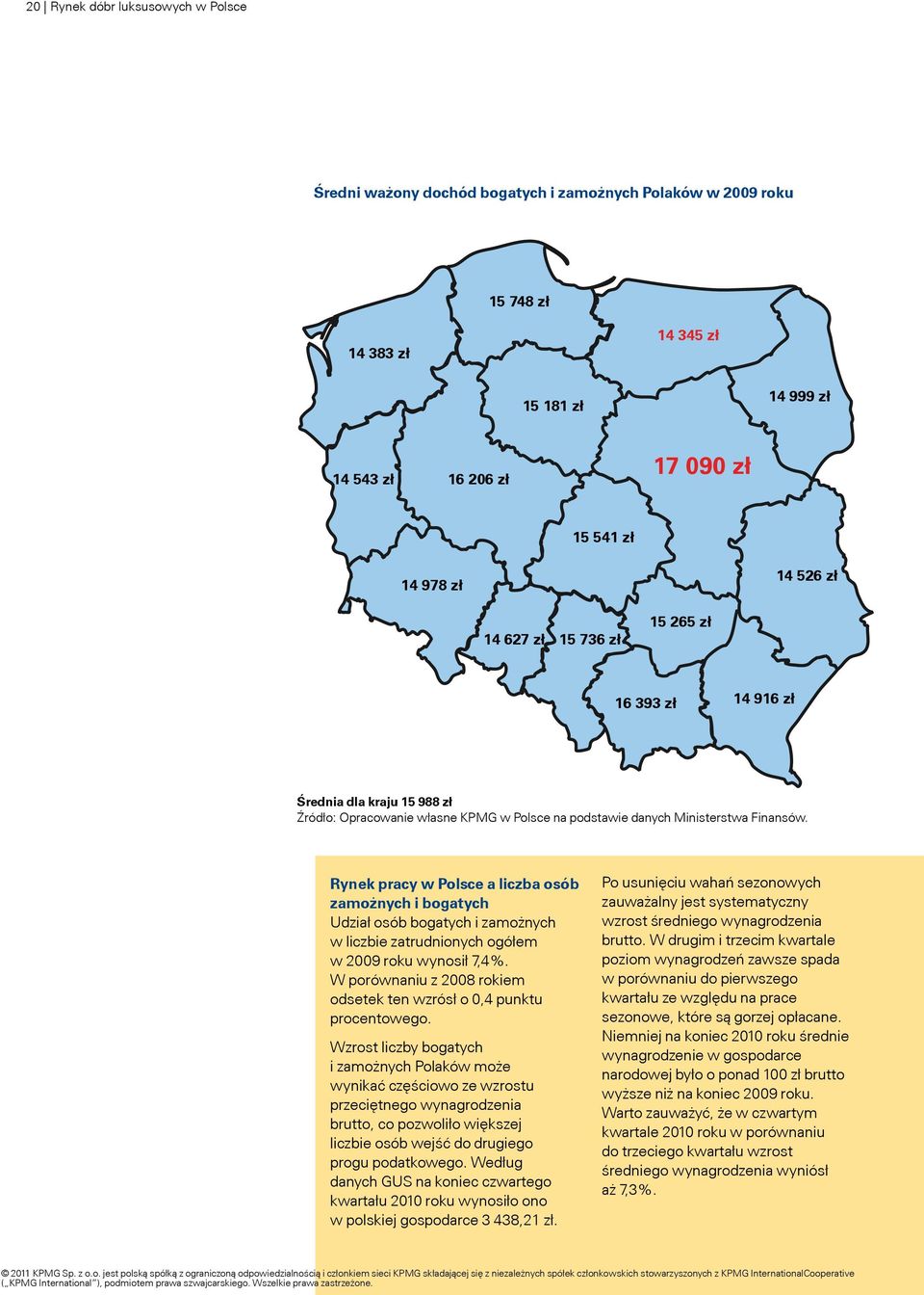 Rynek pracy w Polsce a liczba osób zamożnych i bogatych Udział osób bogatych i zamożnych w liczbie zatrudnionych ogółem w 2009 roku wynosił 7,4%.