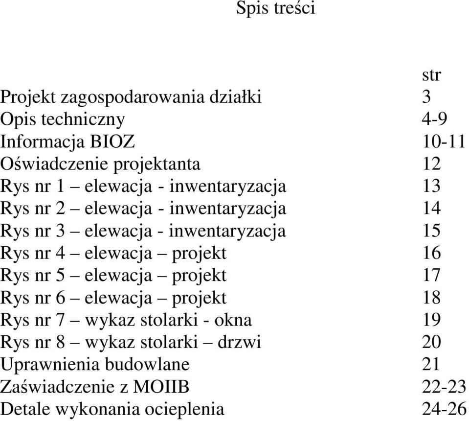 Rys nr 4 elewacja projekt 16 Rys nr 5 elewacja projekt 17 Rys nr 6 elewacja projekt 18 Rys nr 7 wykaz stolarki - okna