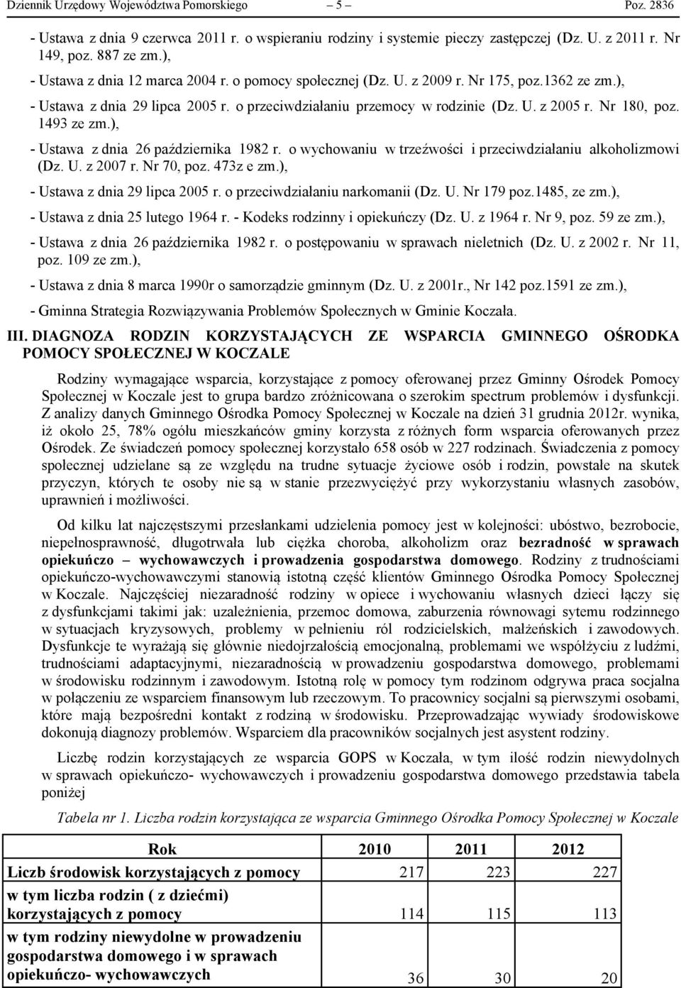 Nr 180, poz. 1493 ze zm.), - Ustawa z dnia 26 października 1982 r. o wychowaniu w trzeźwości i przeciwdziałaniu alkoholizmowi (Dz. U. z 2007 r. Nr 70, poz. 473z e zm.