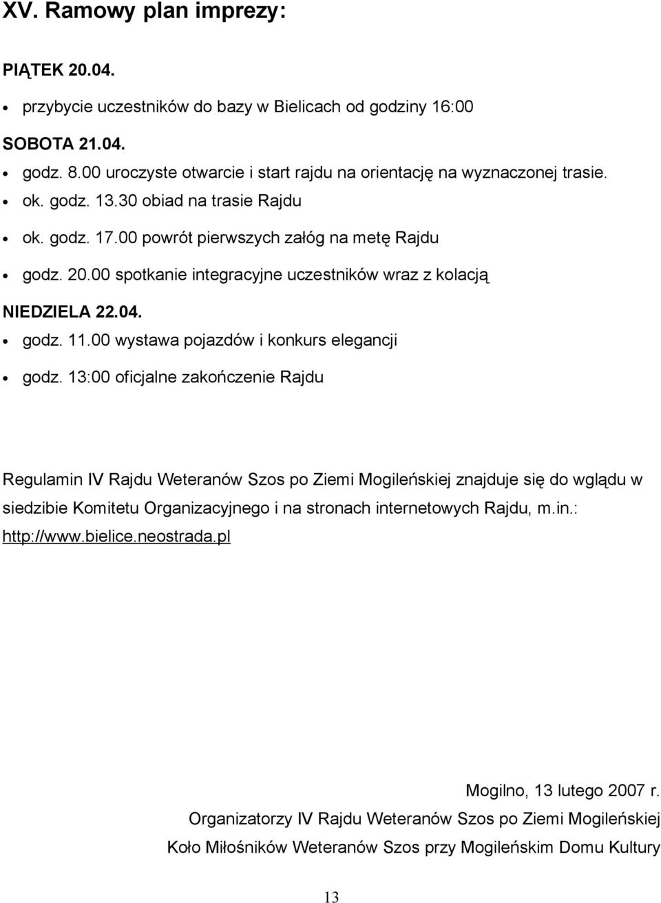 00 wystawa pojazdów i konkurs elegancji godz.