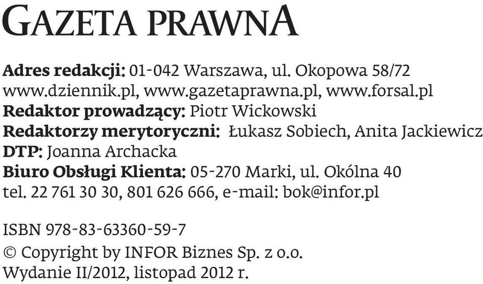 Joanna Archacka Biuro Obsługi Klienta: 05-270 Marki, ul. Okólna 40 tel.