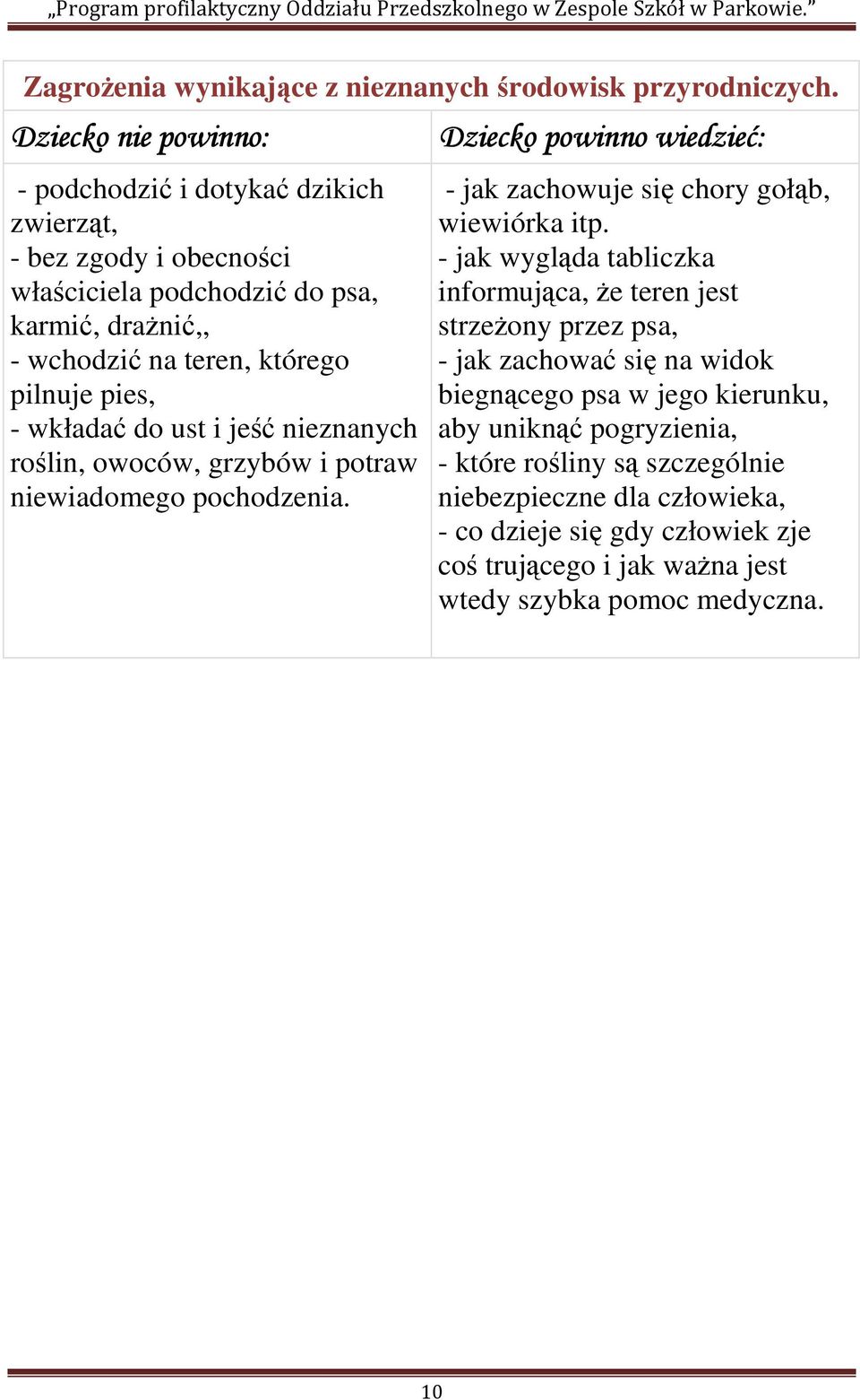 do ust i jeść nieznanych roślin, owoców, grzybów i potraw niewiadomego pochodzenia. - jak zachowuje się chory gołąb, wiewiórka itp.