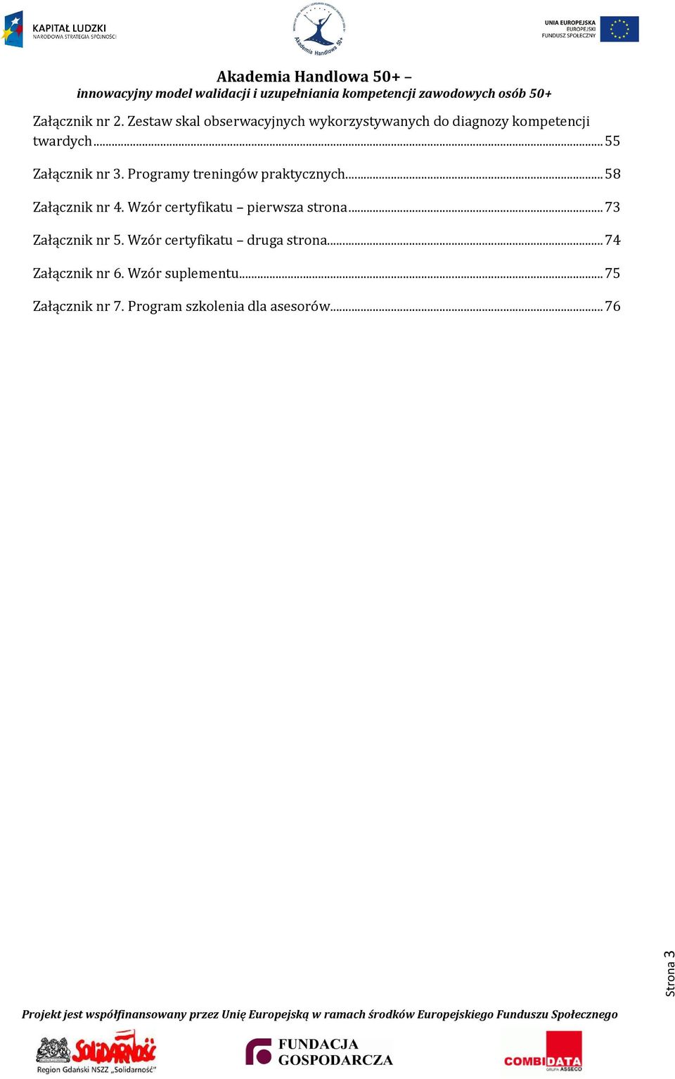 ..55 Załącznik nr 3. Programy treningów praktycznych...58 Załącznik nr 4.