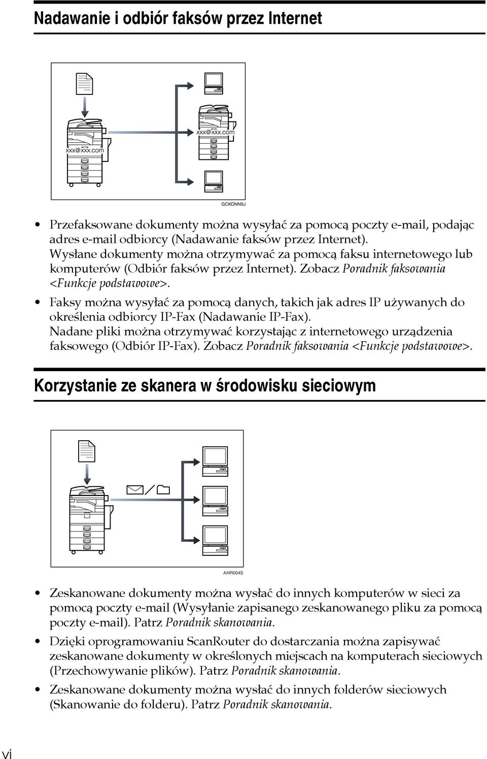 Faksy moåna wysyâaæ za pomocà danych, takich jak adres IP uåywanych do okreãlenia odbiorcy IP-Fax (Nadawanie IP-Fax).