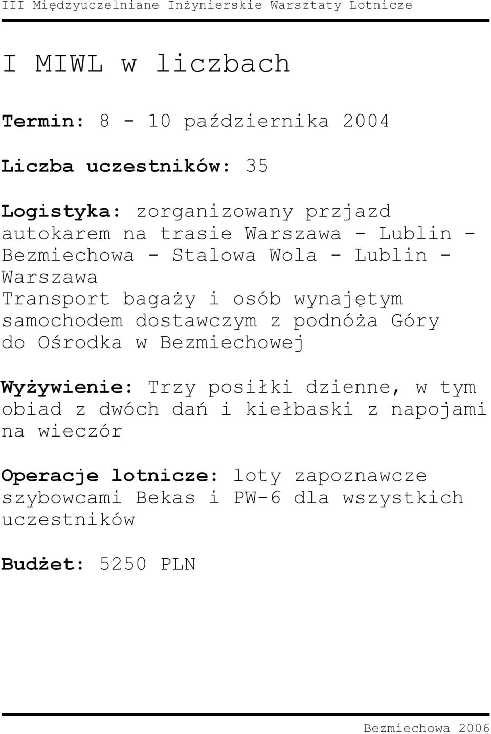 dostawczym z podnóża Góry do Ośrodka w Bezmiechowej Wyżywienie: Trzy posiłki dzienne, w tym obiad z dwóch dań i