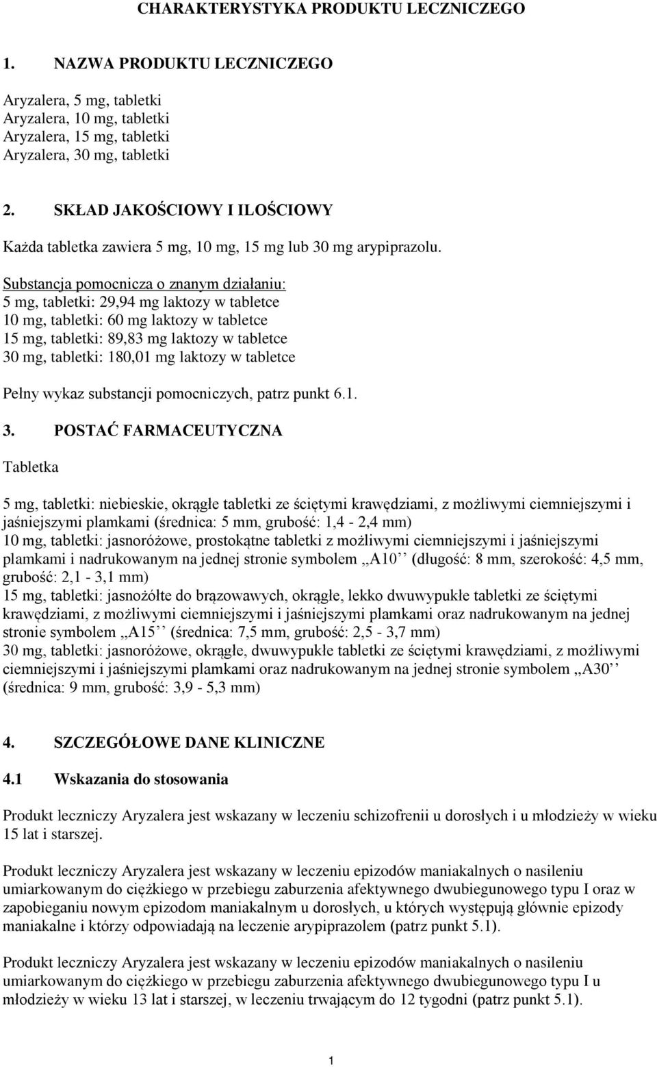 Substancja pomocnicza o znanym działaniu: 5 mg, tabletki: 29,94 mg laktozy w tabletce 10 mg, tabletki: 60 mg laktozy w tabletce 15 mg, tabletki: 89,83 mg laktozy w tabletce 30 mg, tabletki: 180,01 mg