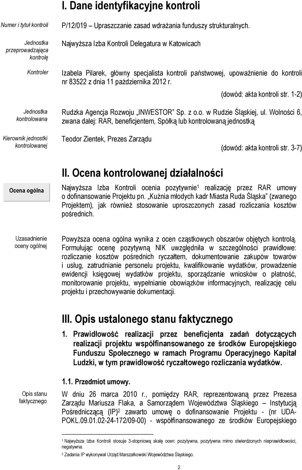 1-2) Rudzka Agencja Rozwoju INWESTOR Sp. z o.o. w Rudzie Śląskiej, ul.