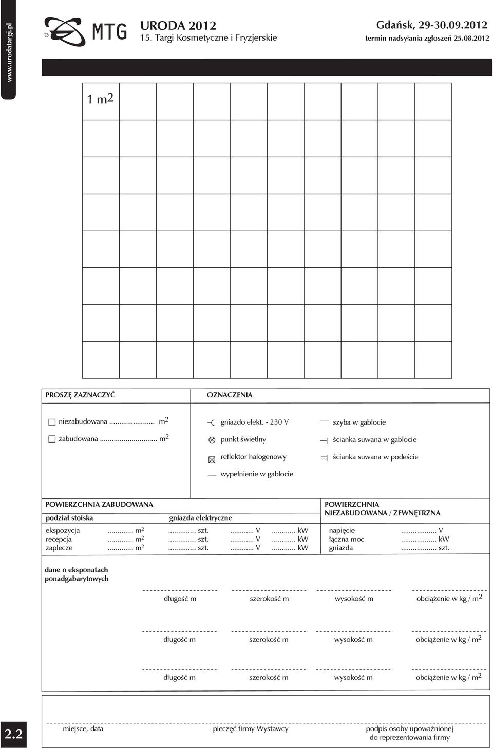 POWIERZCHNIA NIEZABUDOWANA / ZEWNĘTRZNA ekspozycja recepcja zaplecze.. m 2.. m 2.. m 2... szt.