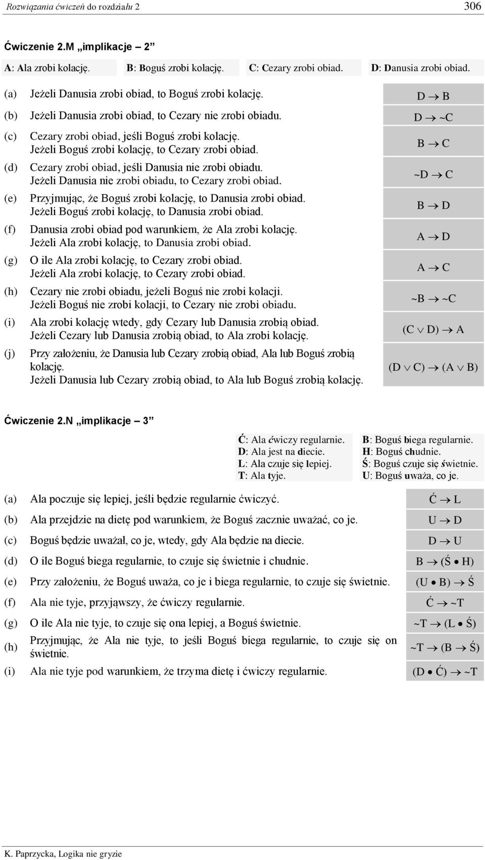 Jeżeli Boguś zrobi kolację, to Cezary zrobi obiad. Cezary zrobi obiad, jeśli Danusia nie zrobi obiadu. Jeżeli Danusia nie zrobi obiadu, to Cezary zrobi obiad.