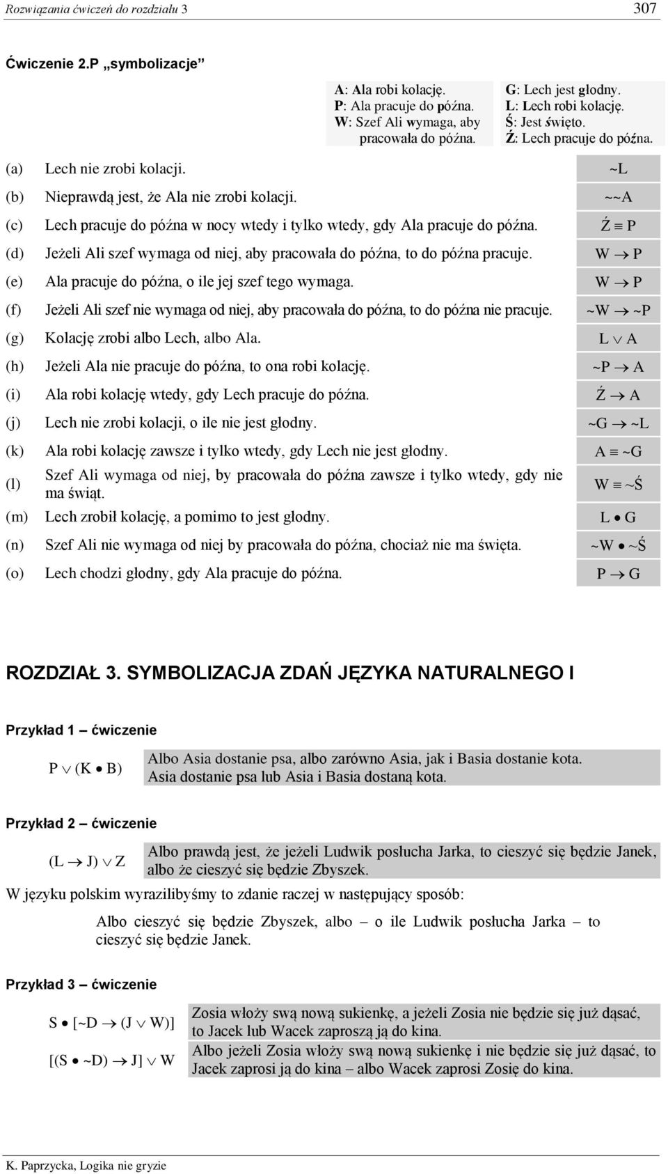 Ź P Jeżeli Ali szef wymaga od niej, aby pracowała do późna, to do późna pracuje. W P (e) Ala pracuje do późna, o ile jej szef tego wymaga.