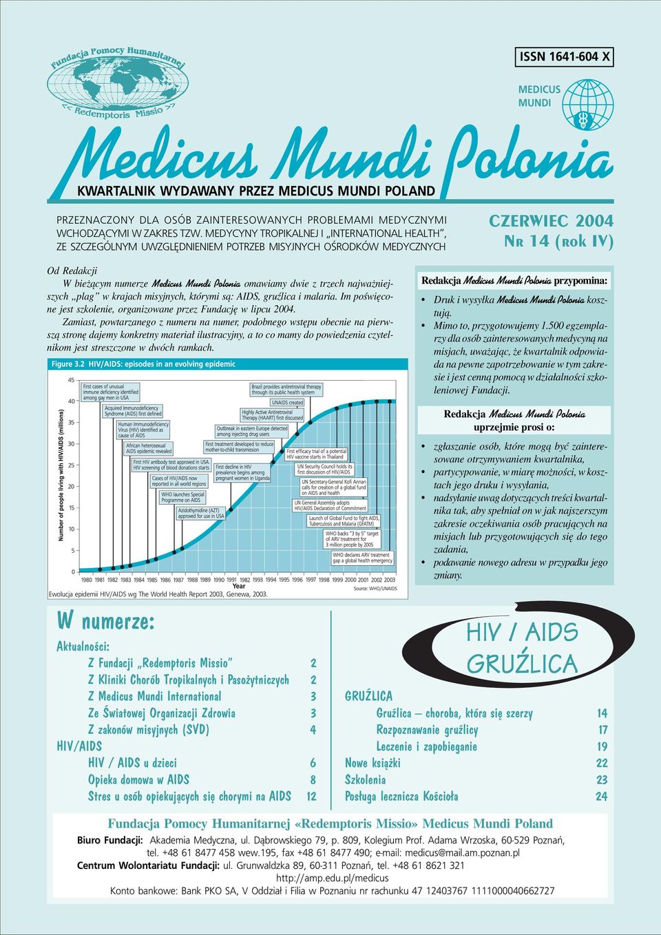 omawiamy dwie z trzech najwaøniejszych ìplagî w krajach misyjnych, ktûrymi sπ: AIDS, gruülica i malaria. Im poúwiícone jest szkolenie, organizowane przez FundacjÍ w lipcu 2004.