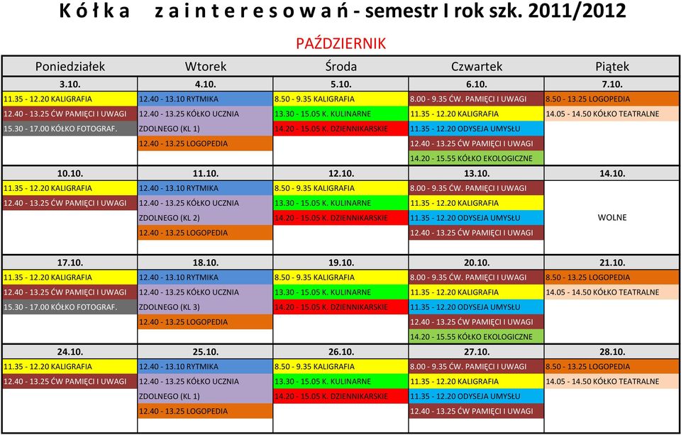 20-15.05 K. DZIENNIKARSKIE 11.35-12.20 ODYSEJA UMYSŁU WOLNE 17.