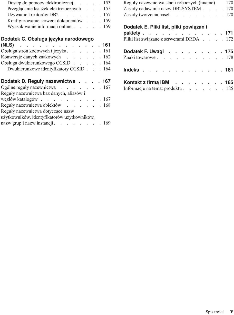 .... 164 Dwukierunkowe identyfikatory CCSID... 164 Dodatek D. Reguły nazewnictwa.... 167 Ogólne reguły nazewnictwa....... 167 Reguły nazewnictwa baz danych, aliasów i węzłów katalogów.