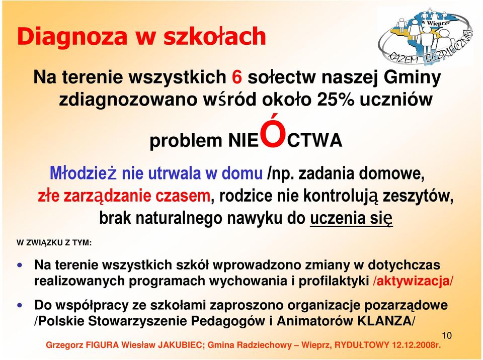 zadania domowe, złe zarządzanie czasem, rodzice nie kontrolują zeszytów, brak naturalnego nawyku do uczenia się W ZWIĄZKU Z TYM: Na