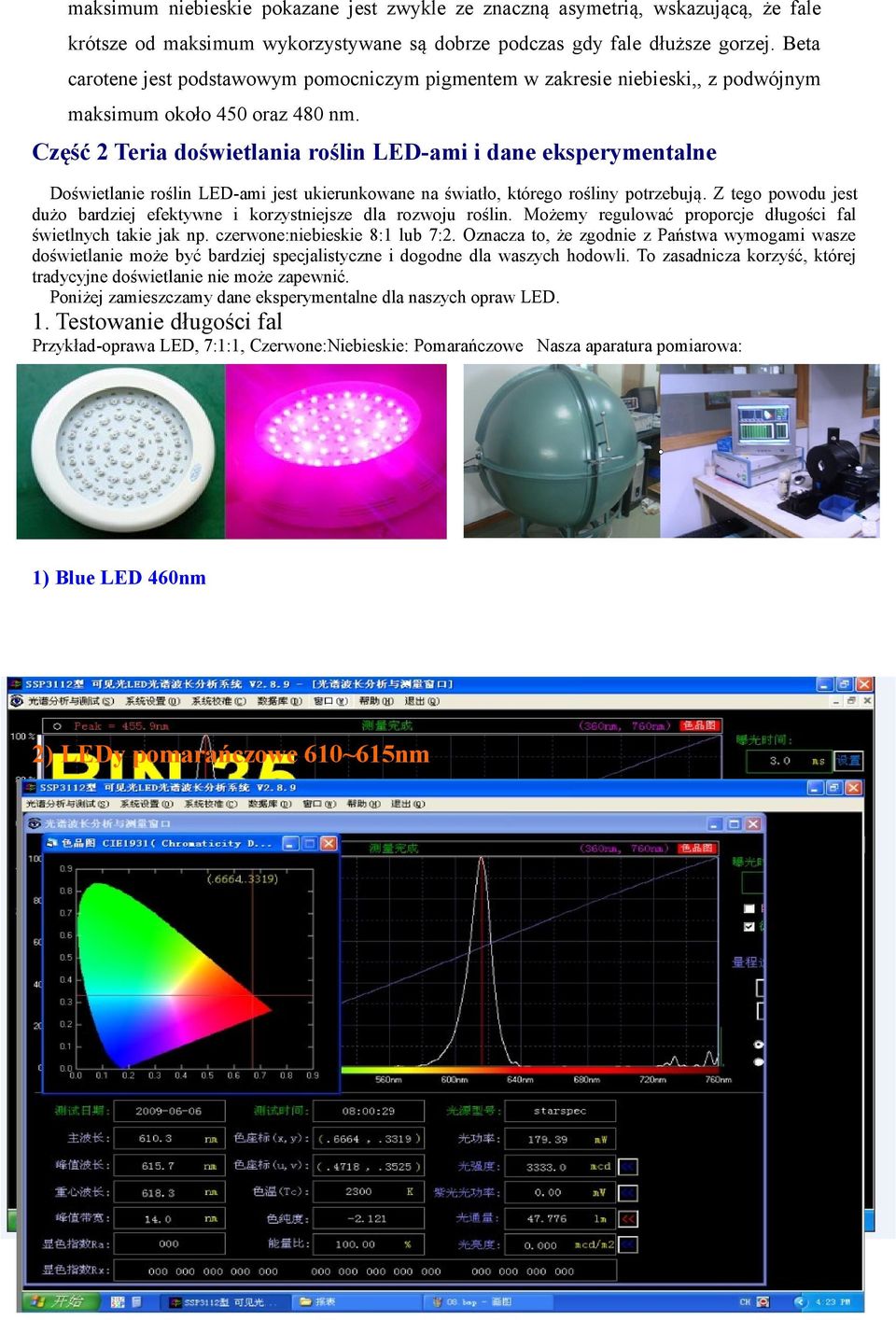 Część 2 Teria doświetlania roślin LED-ami i dane eksperymentalne Doświetlanie roślin LED-ami jest ukierunkowane na światło, którego rośliny potrzebują.