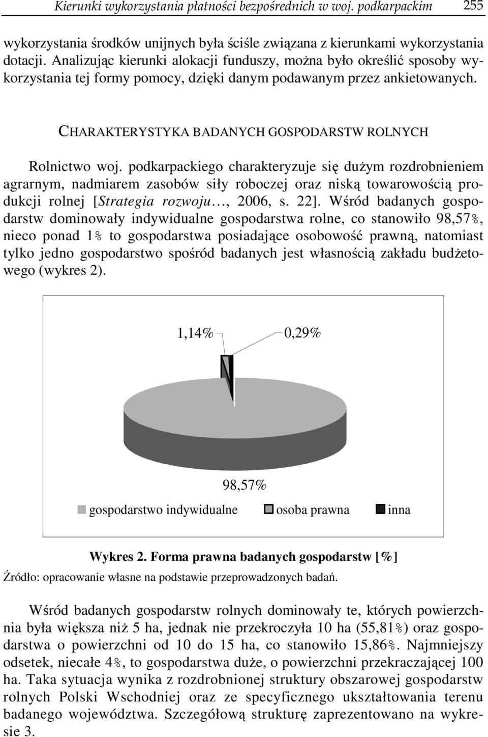 CHARAKTERYSTYKA BADANYCH GOSPODARSTW ROLNYCH Rolnictwo woj.