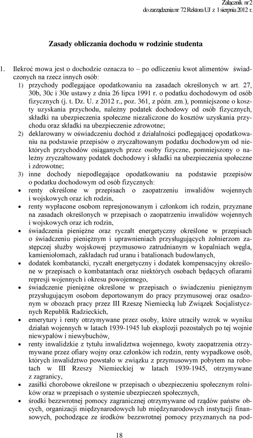 27, 30b, 30c i 30e ustawy z dnia 26 lipca 1991 r. o podatku dochodowym od osób fizycznych (j. t. Dz. U. z 2012 r., poz. 361, z późn. zm.