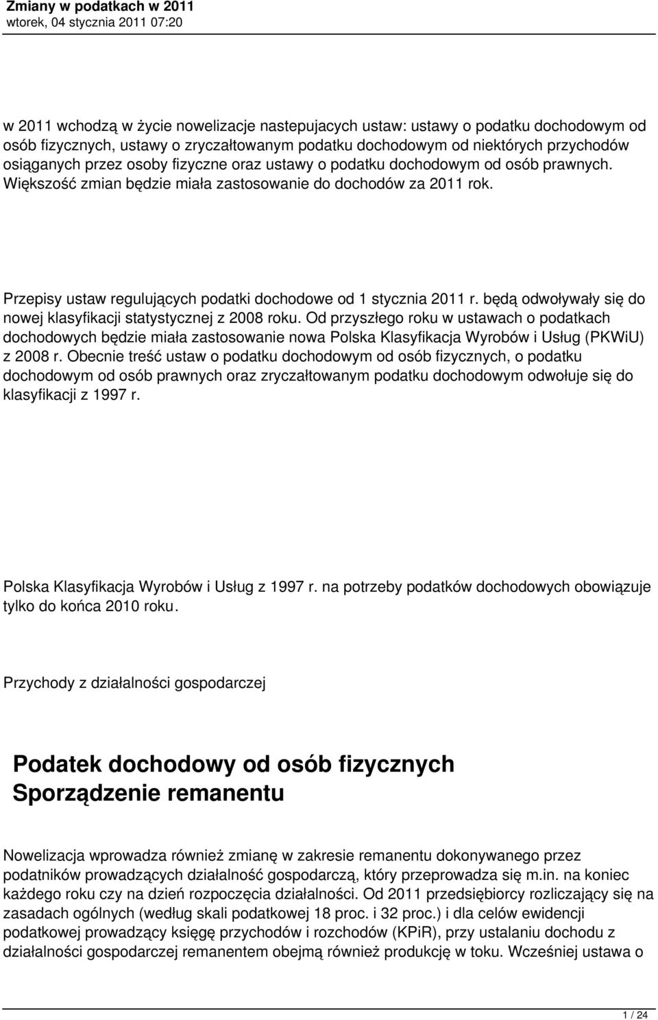 będą odwoływały się do nowej klasyfikacji statystycznej z 2008 roku.