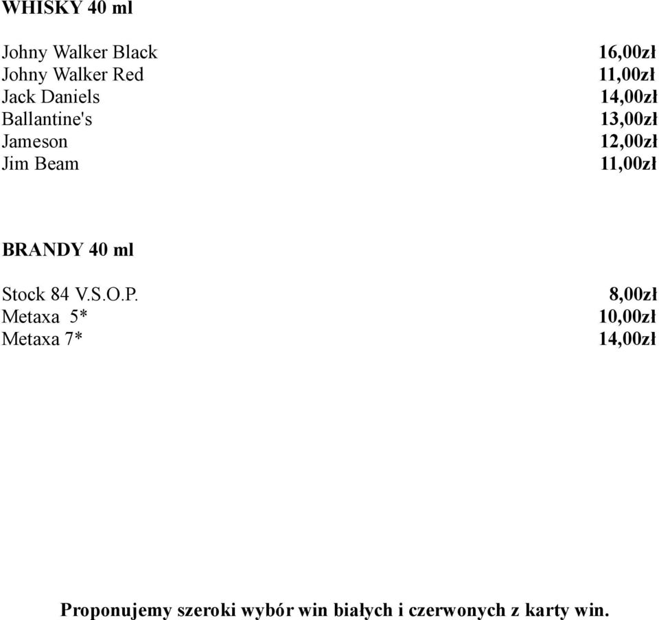 11,00zł BRANDY 40 ml Stock 84 V.S.O.P.